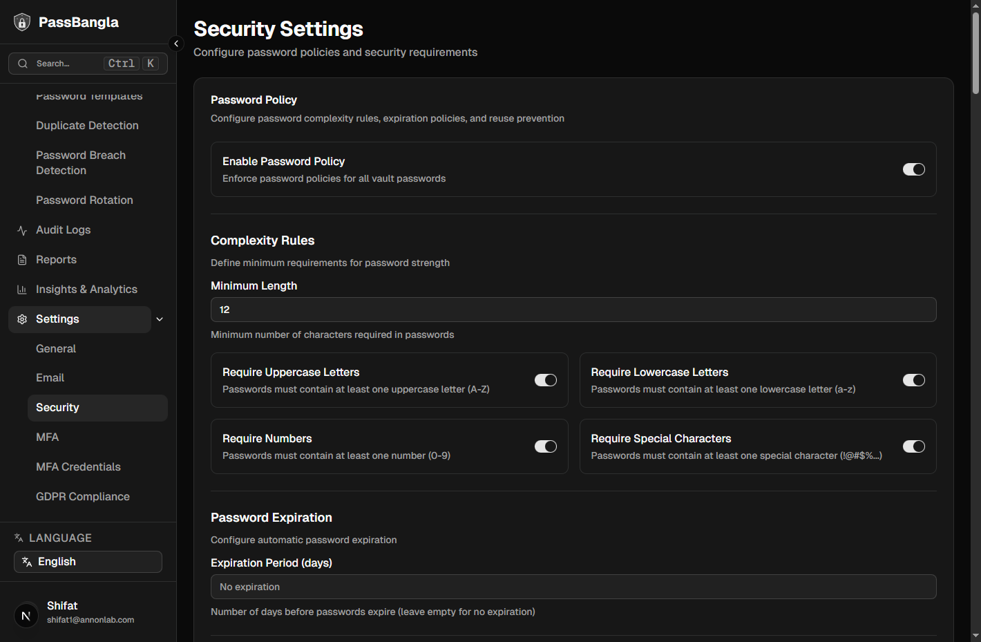 Configure Security Settings